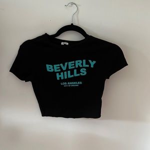 A cropped graphic t-shirt from Garage. Size small. Beverly Hills design.